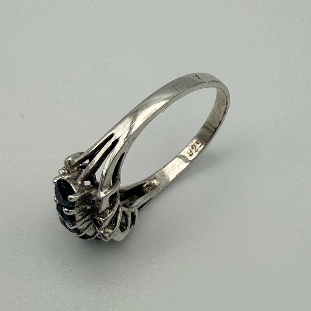 Silberring 925 Sterling Blau Gruene Steine Zirkonia Ring Gr 56 Vintage 1990 Showroom Ansbach