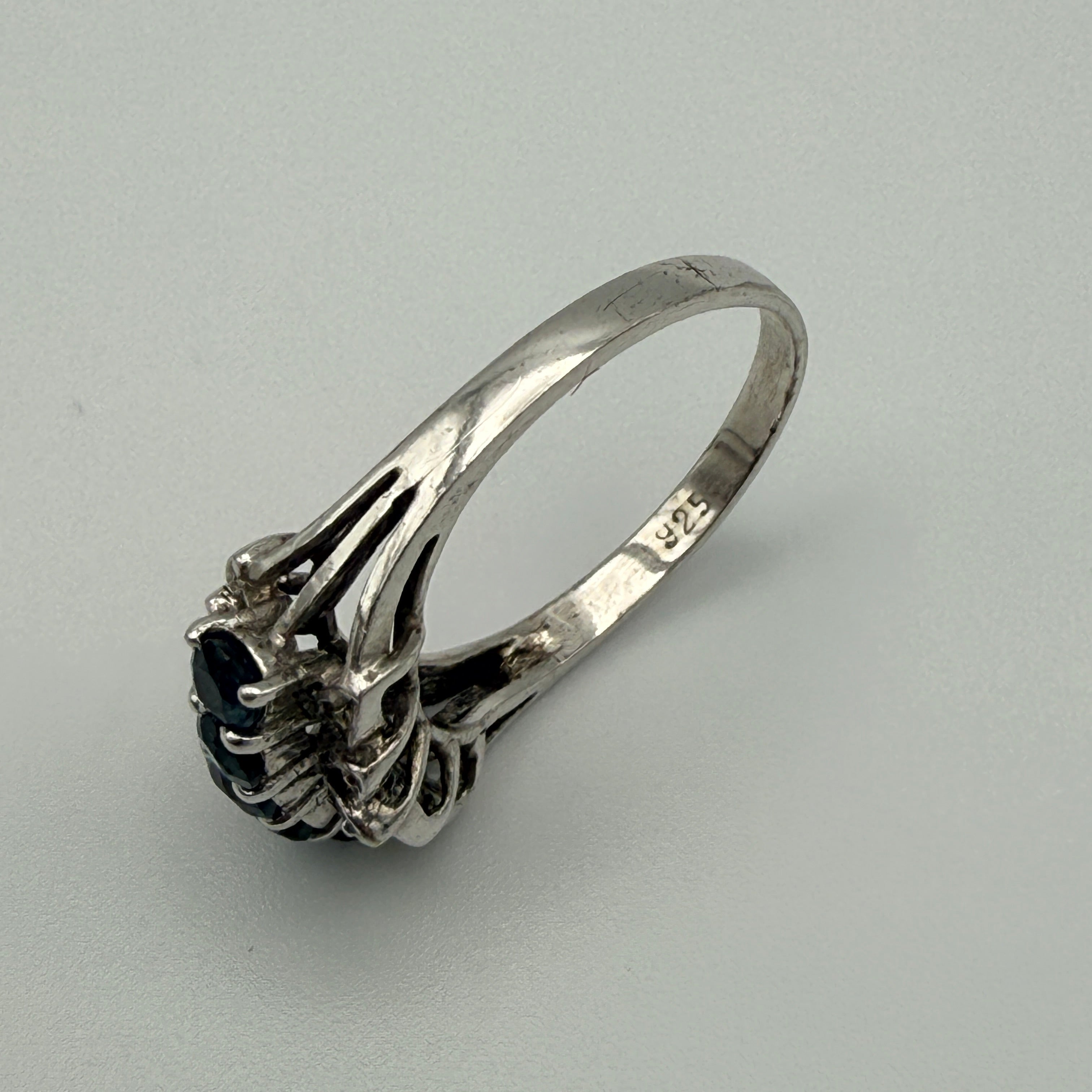 Silberring 925 Sterling Blau Gruene Steine Zirkonia Ring Gr 56 Vintage 1990 Showroom Ansbach