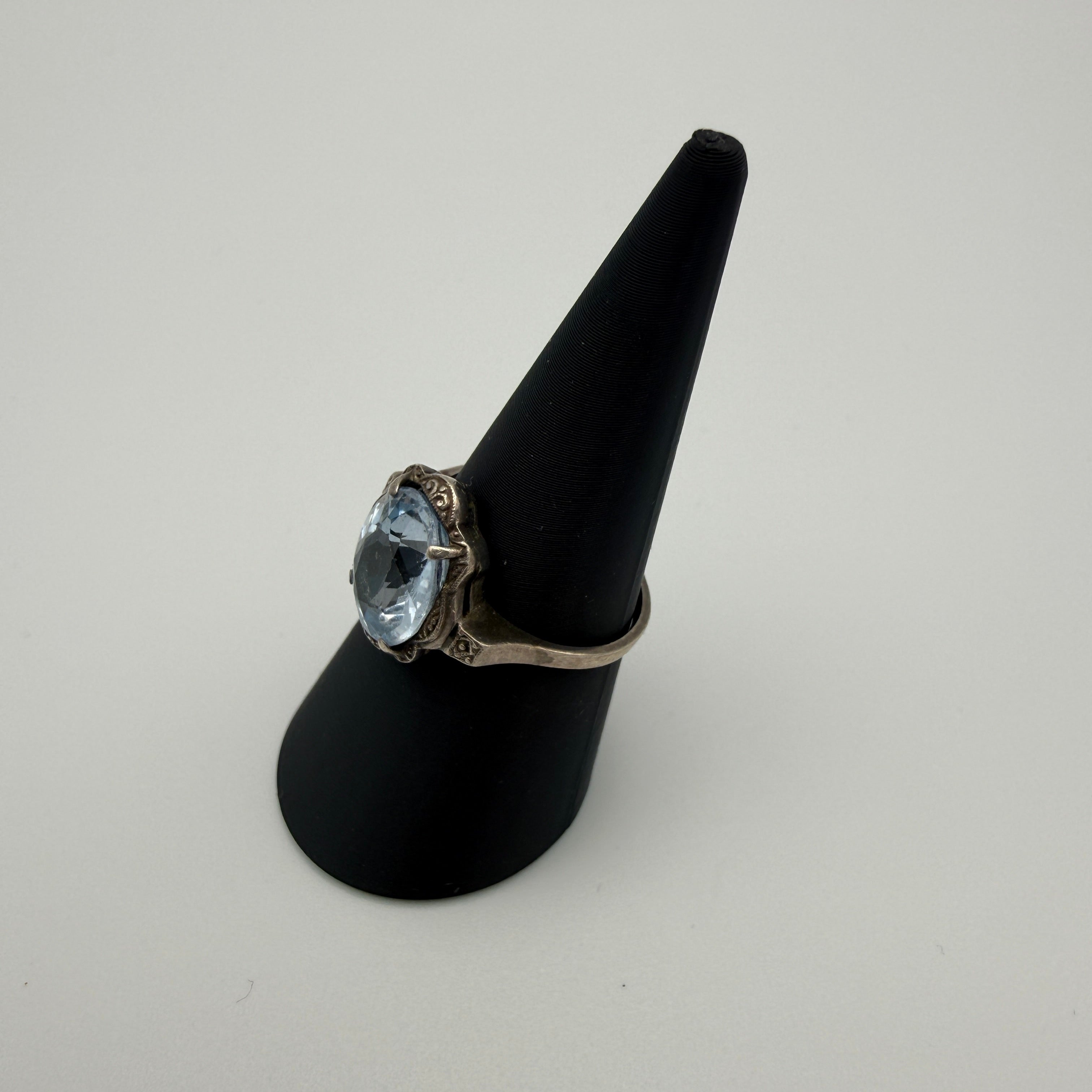 Antiker Art Deco Ring 935 Silber Aquamarin Hellblau Stein Gr 56 Vintage 1930 Showroom Ansbach
