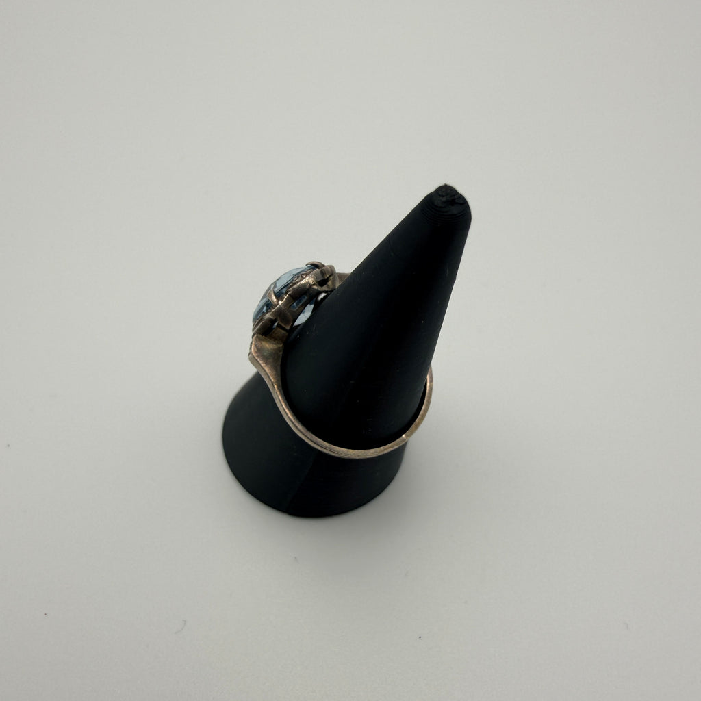 Antiker Art Deco Ring 935 Silber Aquamarin Hellblau Stein Gr 56 Vintage 1930 Showroom Ansbach