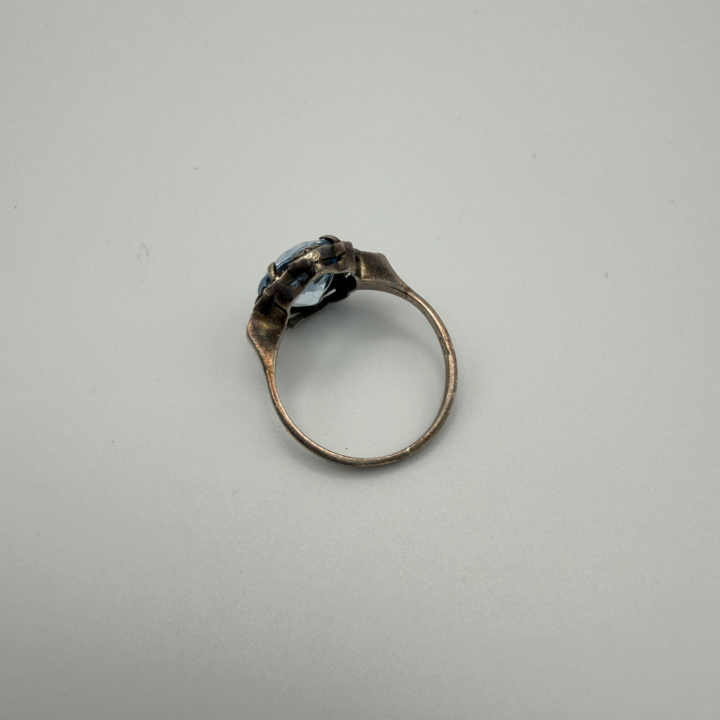 Antiker Art Deco Ring 935 Silber Aquamarin Hellblau Stein Gr 56 Vintage 1930 Showroom Ansbach
