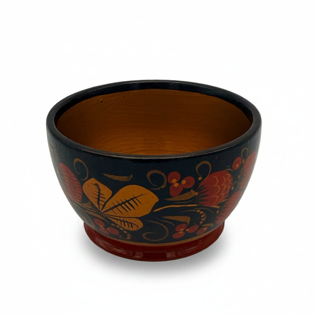 Russische Chochloma Holz Schale Beeren Gold Schwarz Khokhloma Vintage 1970 Showroom Ansbach