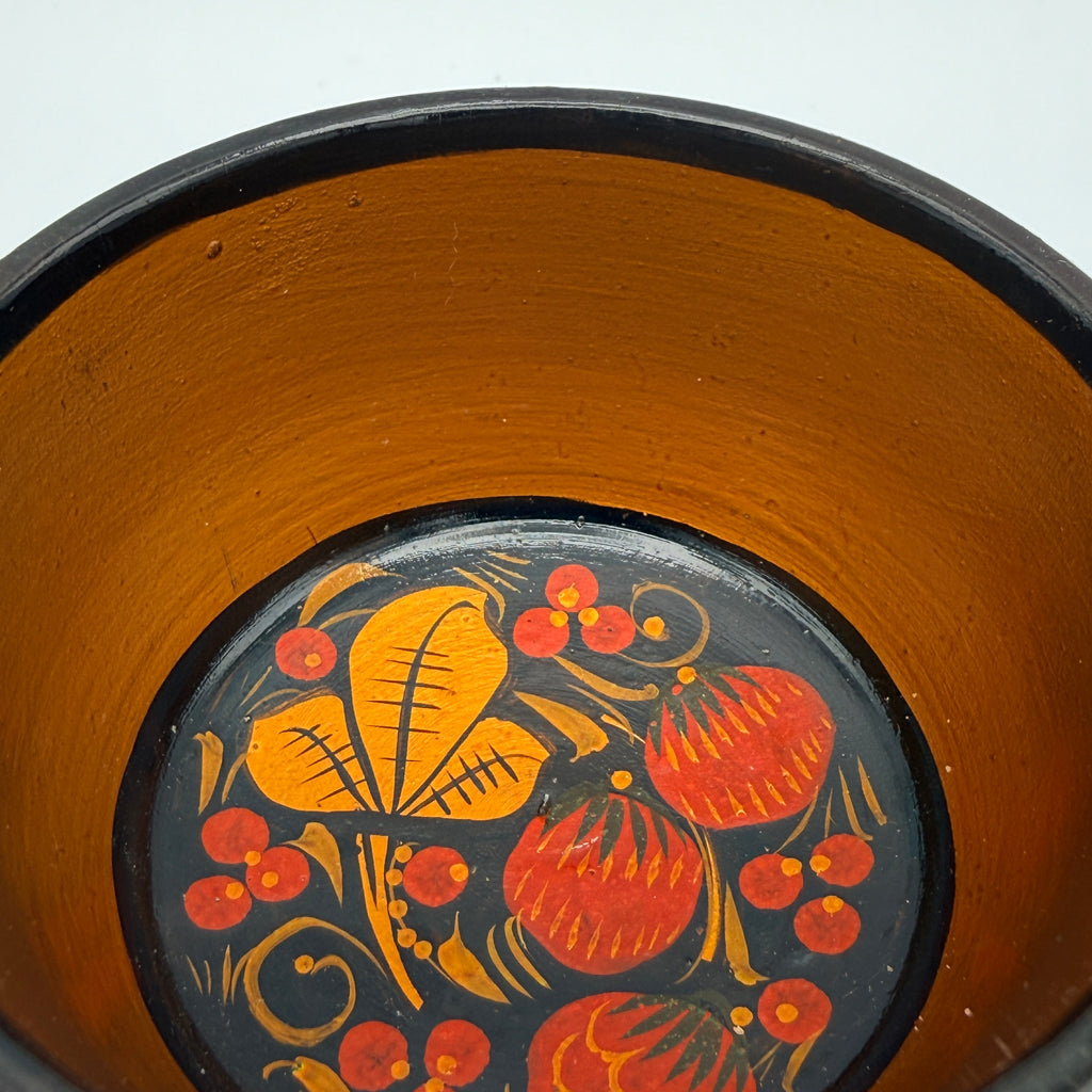 Russische Chochloma Holz Schale Beeren Gold Schwarz Khokhloma Vintage 1970 Showroom Ansbach