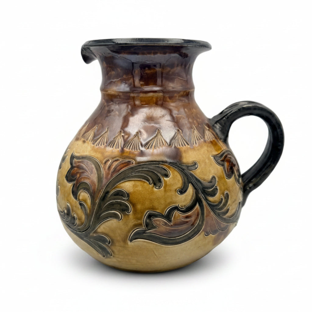 Grosser Keramik Krug Henkelkrug 24,5cm Relief Handarbeit Landhaus Vintage 1980 Showroom Ansbach