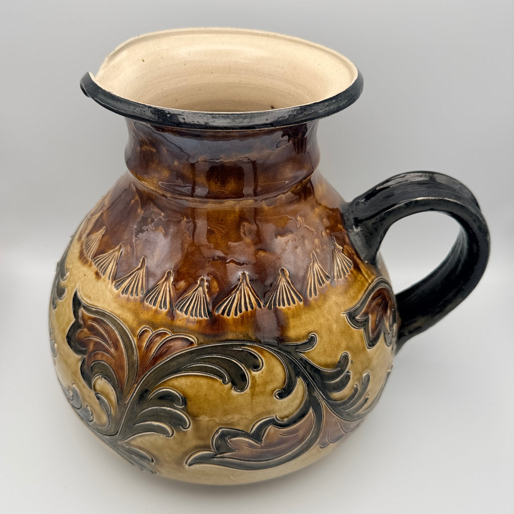 Grosser Keramik Krug Henkelkrug 24,5cm Relief Handarbeit Landhaus Vintage 1980 Showroom Ansbach