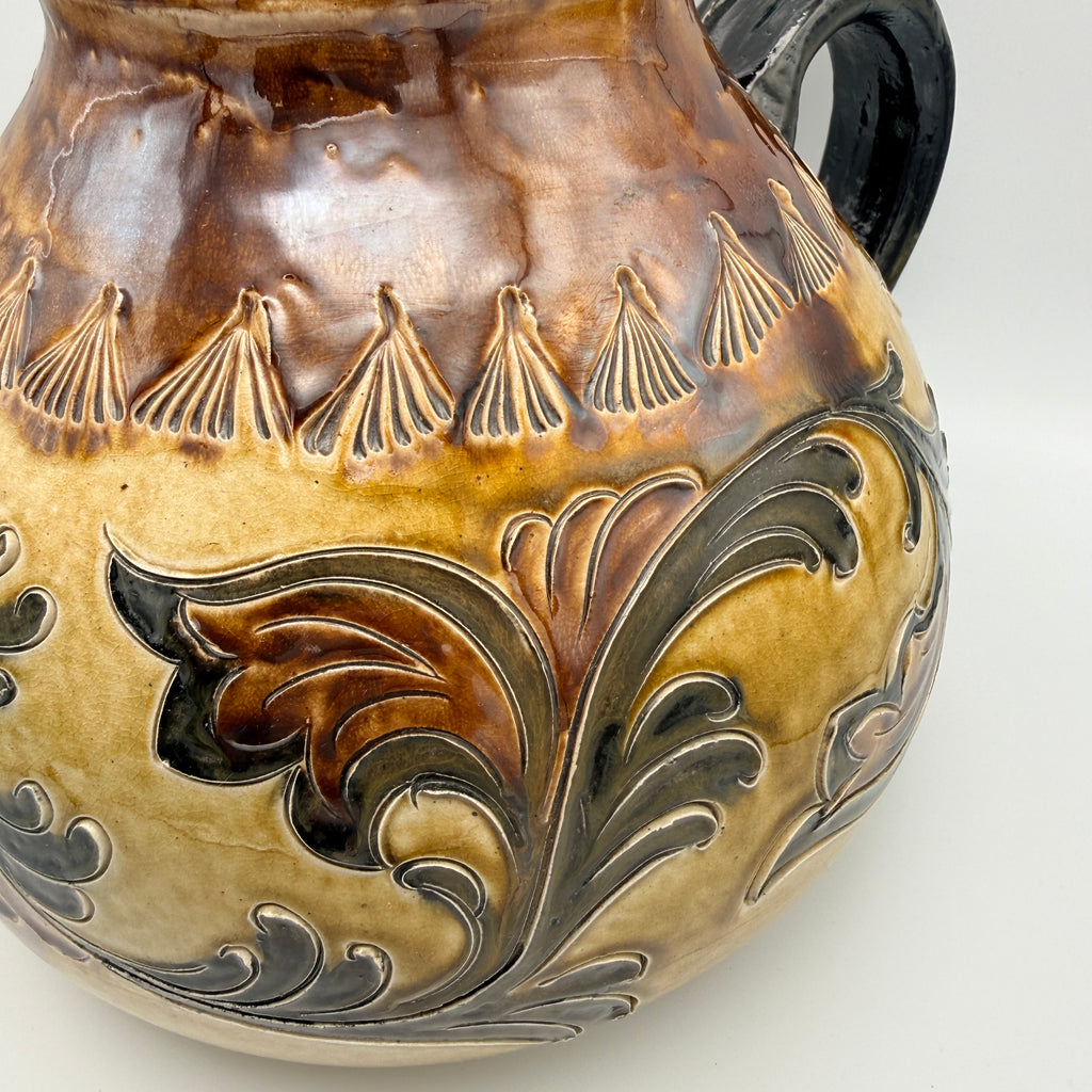 Grosser Keramik Krug Henkelkrug 24,5cm Relief Handarbeit Landhaus Vintage 1980 Showroom Ansbach