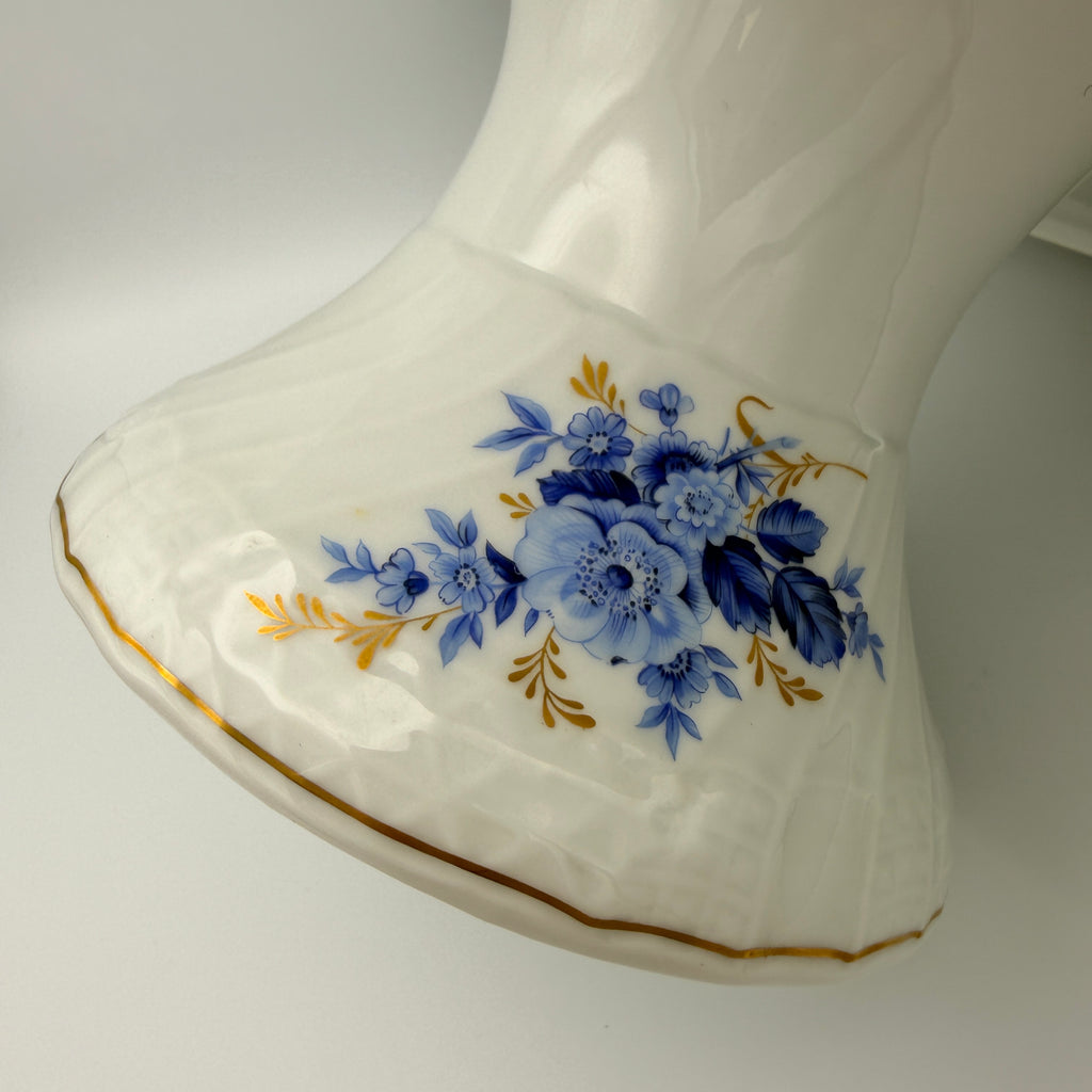 Hutschenreuther Chateau Bleu Tortenplatte mit Standfuss Dresden Gold 1980 Hutschenreuther