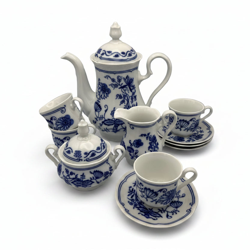 Rudolf Kämpf Zwiebelmuster Kaffeeservice, ca. 1960-1980, 11-tlg. Showroom Ansbach