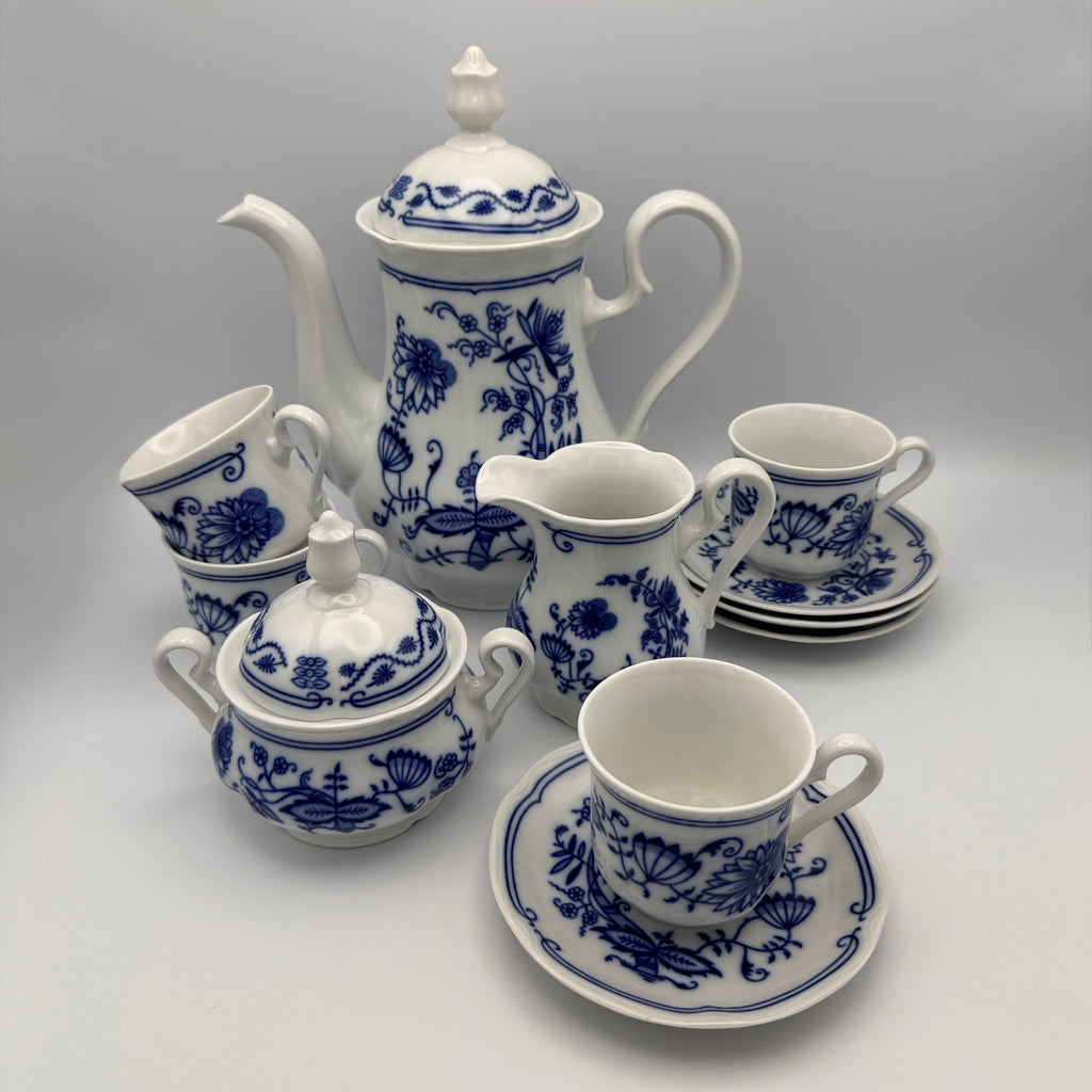 Rudolf Kämpf Zwiebelmuster Kaffeeservice, ca. 1960-1980, 11-tlg. Showroom Ansbach
