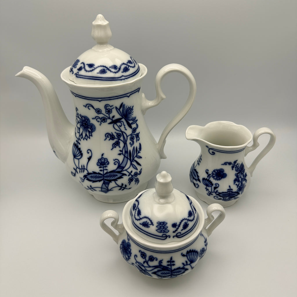 Rudolf Kämpf Zwiebelmuster Kaffeeservice, ca. 1960-1980, 11-tlg. Showroom Ansbach