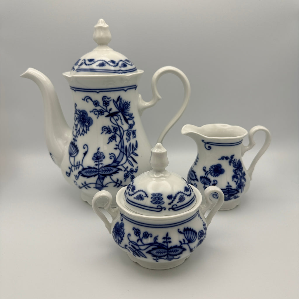 Rudolf Kämpf Zwiebelmuster Kaffeeservice, ca. 1960-1980, 11-tlg. Showroom Ansbach
