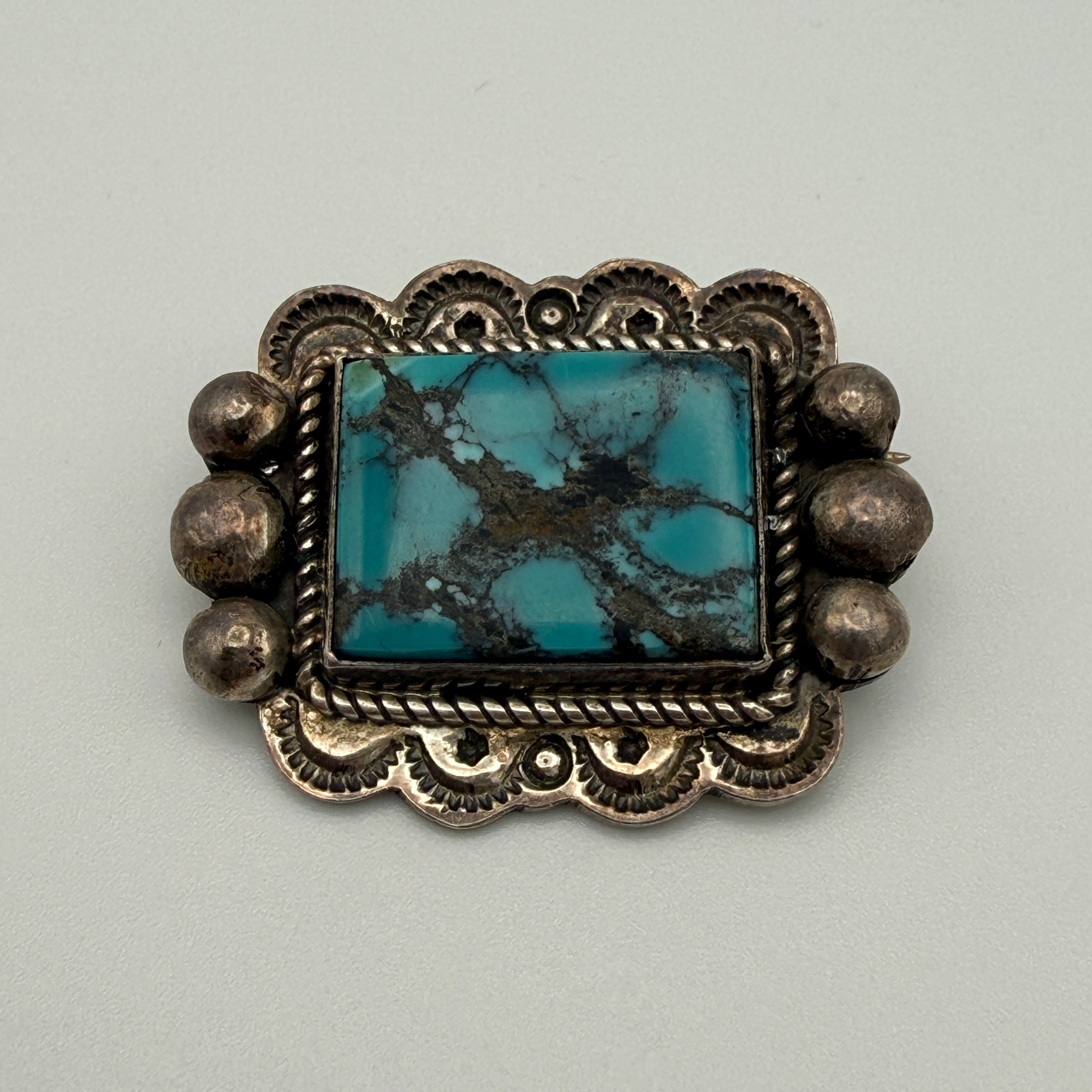 Eddie Secatero Navajo Sterling Silber Türkis Brosche Vintage 20. Jh. Eddie Secatero