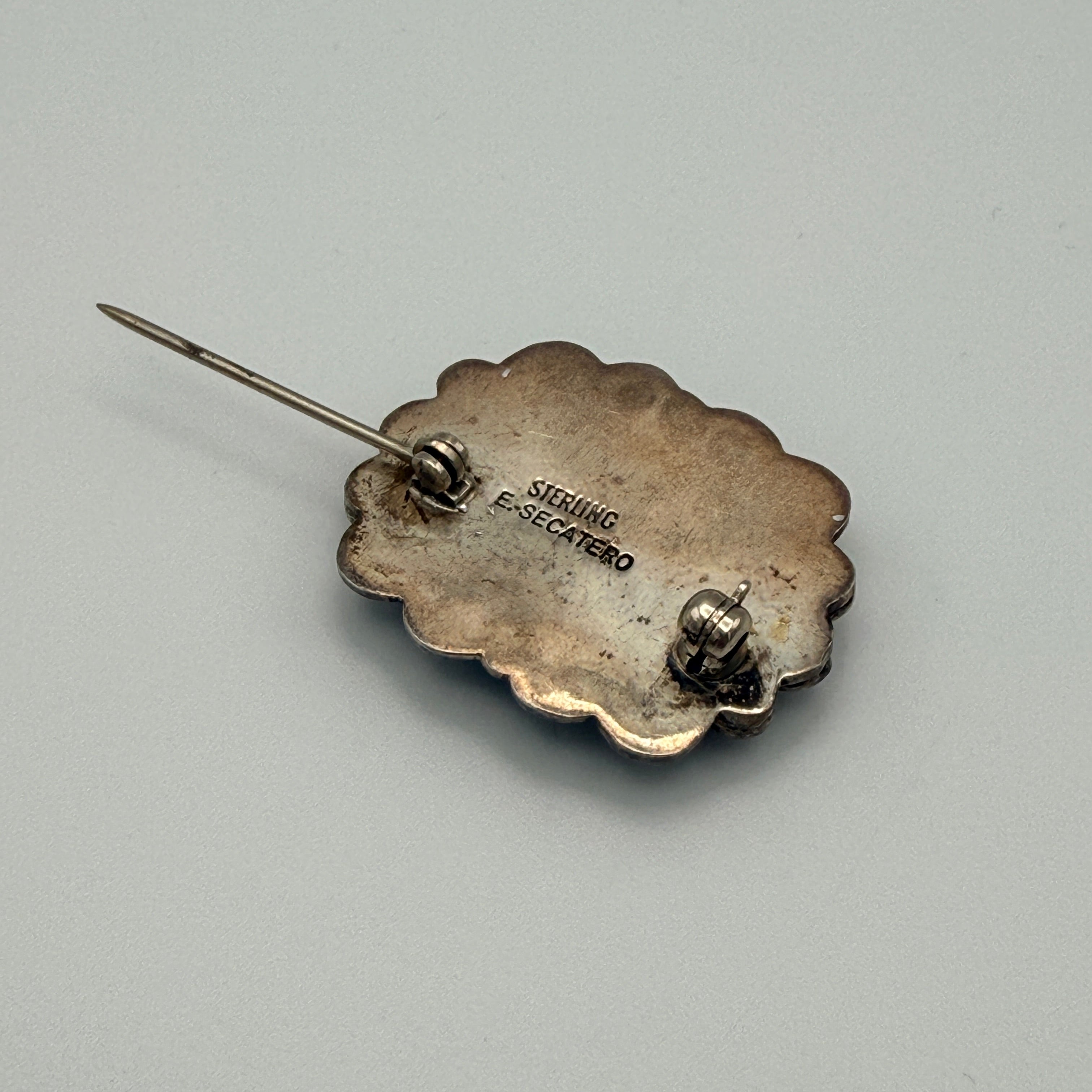 Eddie Secatero Navajo Sterling Silber Türkis Brosche Vintage 20. Jh. Eddie Secatero