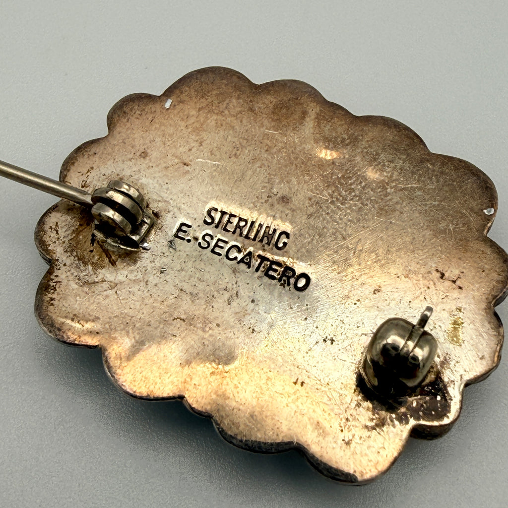 Eddie Secatero Navajo Sterling Silber Türkis Brosche Vintage 20. Jh. Eddie Secatero