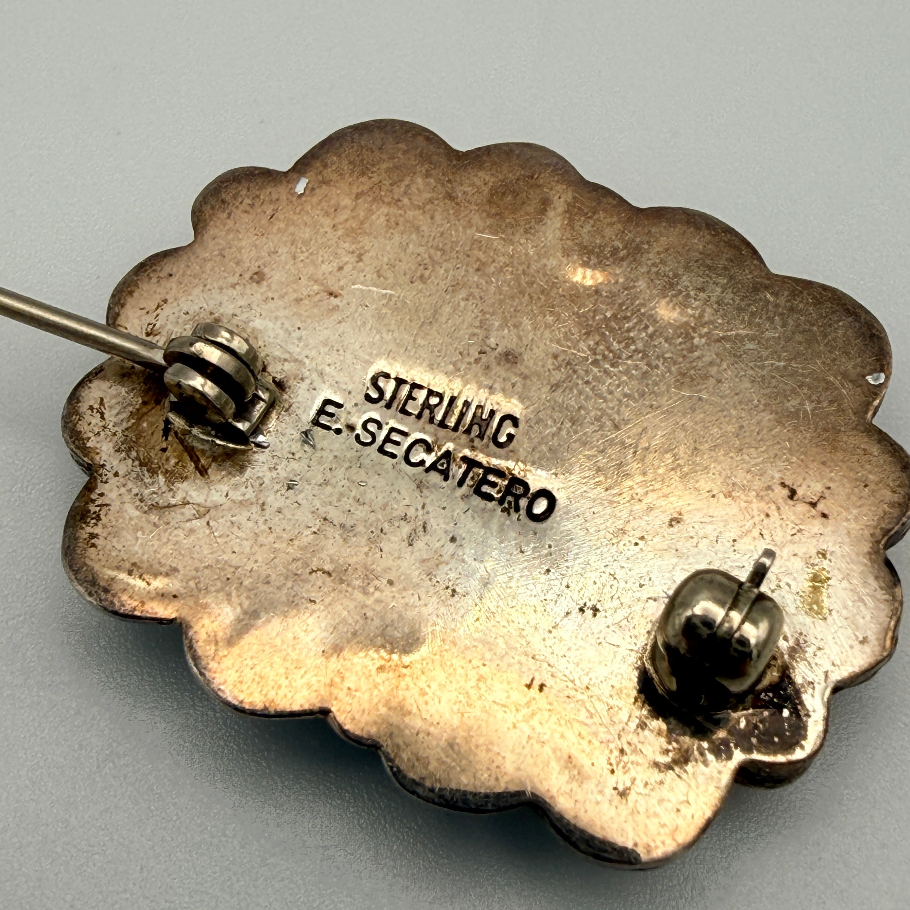 Eddie Secatero Navajo Sterling Silber Türkis Brosche Vintage 20. Jh. Eddie Secatero