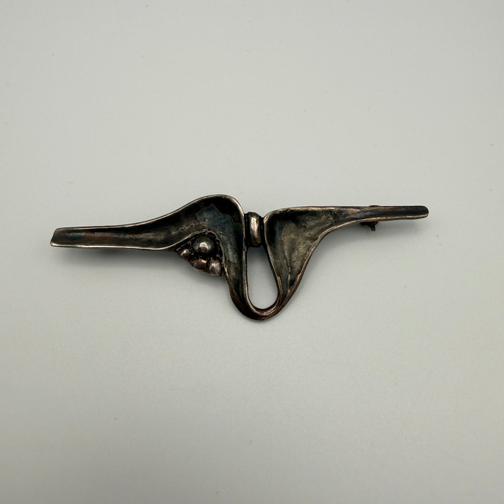 925 Silber Brosche Modernist Brutalist Vintage ca. 1960er/70er Jahre Showroom Ansbach
