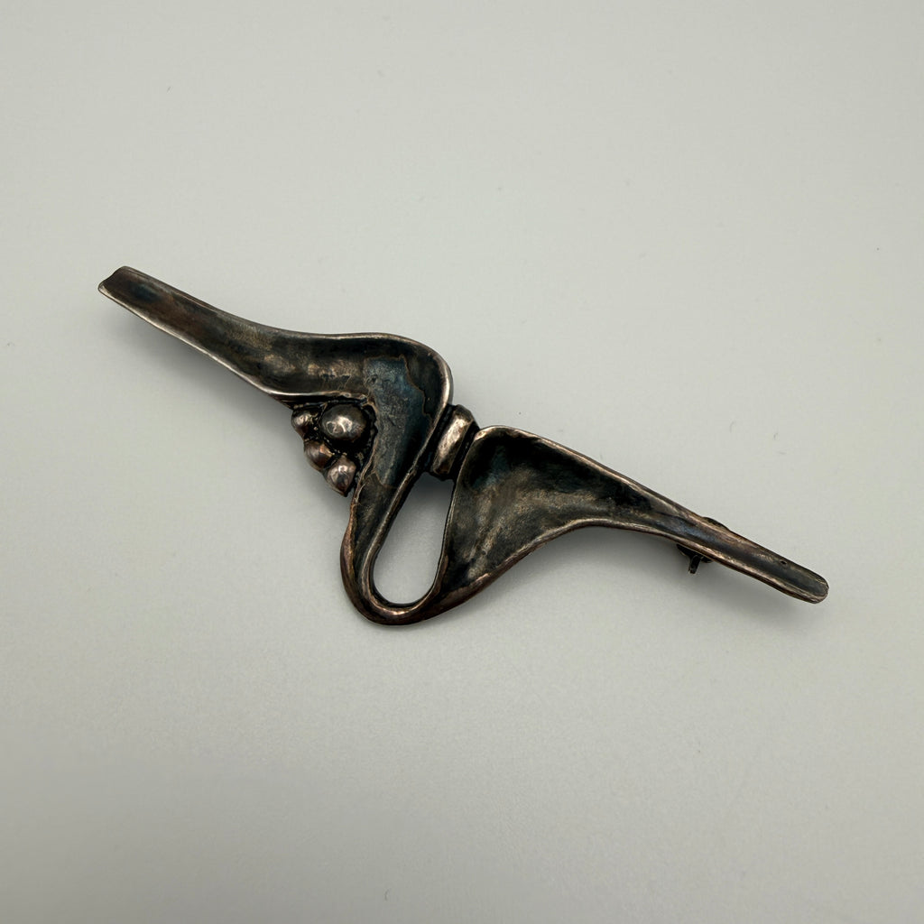 925 Silber Brosche Modernist Brutalist Vintage ca. 1960er/70er Jahre Showroom Ansbach