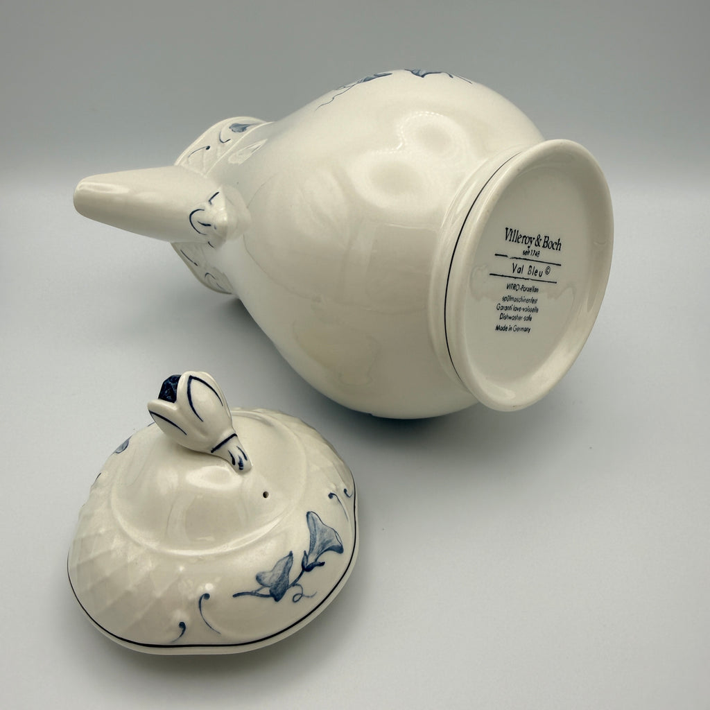 Villeroy & Boch Val Bleu Kaffeekanne Vitro Porzellan ca. 1980er–1990er Villeroy & Boch
