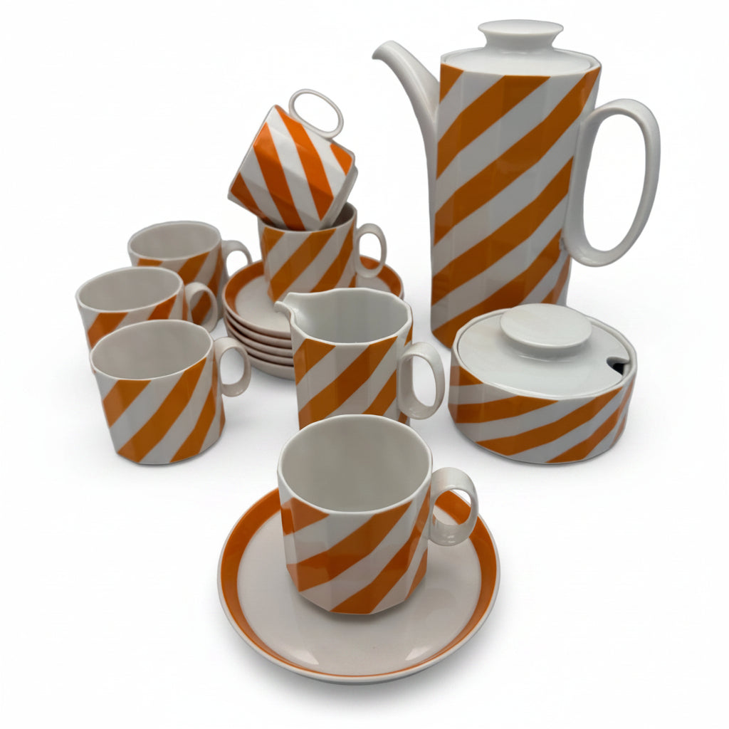 Rosenthal Polygon Tapio Wirkkala Mokkaservice 15-tlg. Orange 1970er Rosenthal