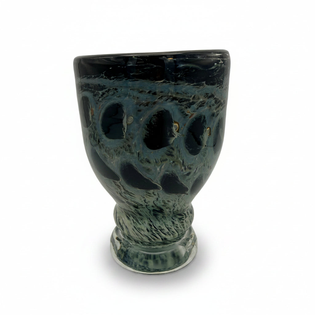 Eisch Frauenau Studioglas Vase Pfauenauge signiert 1970er/80er Glashütte Eisch
