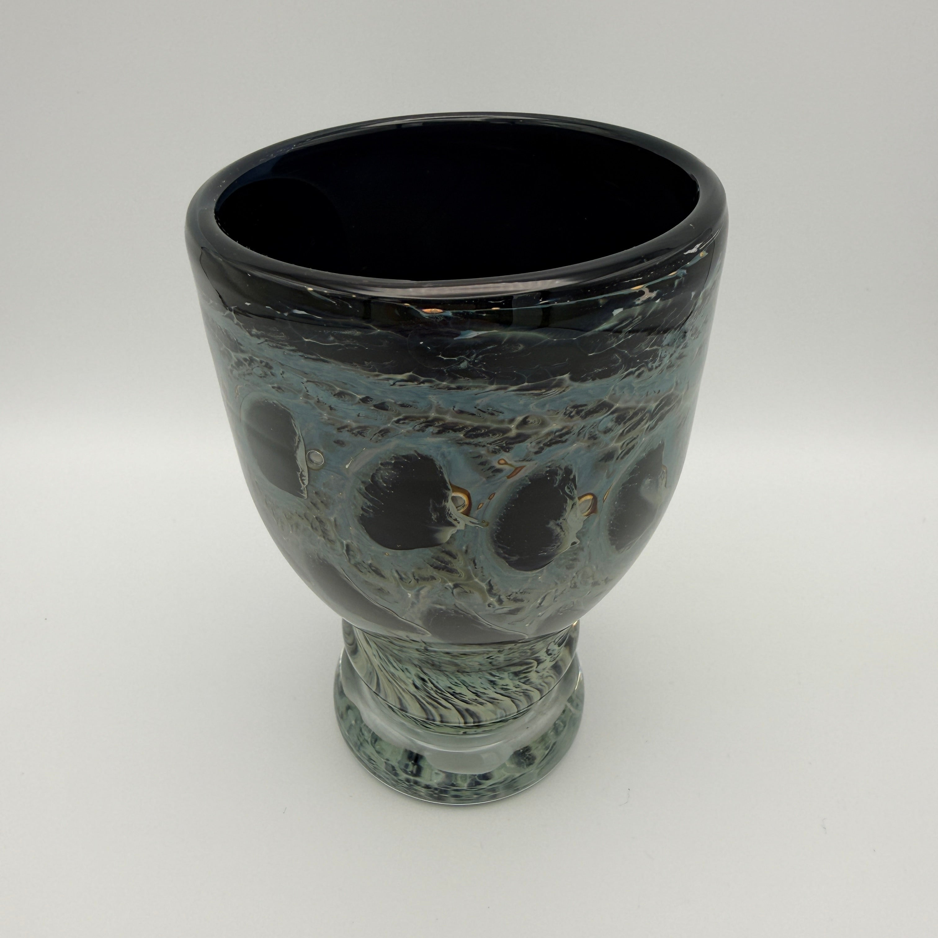 Eisch Frauenau Studioglas Vase Pfauenauge signiert 1970er/80er Glashütte Eisch