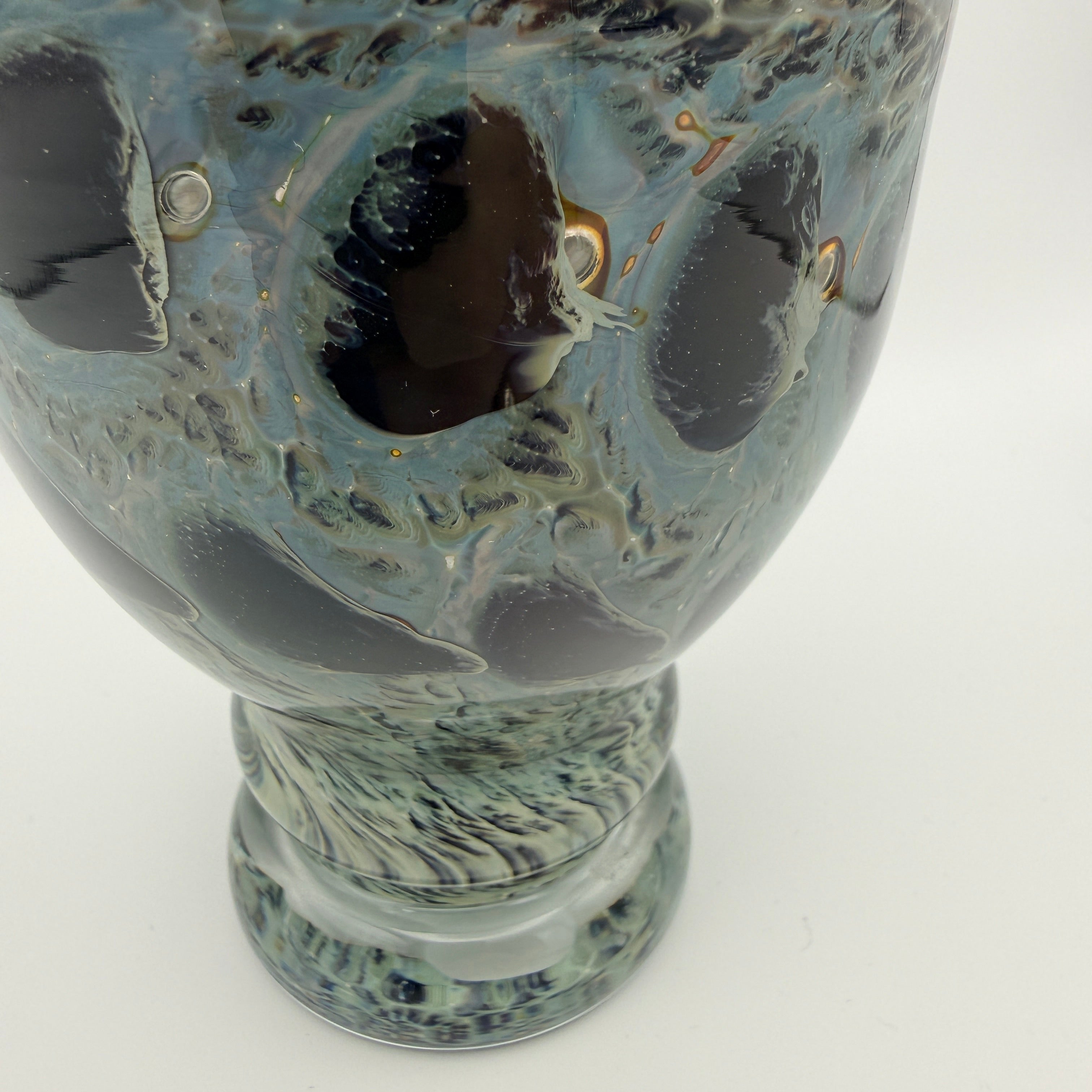 Eisch Frauenau Studioglas Vase Pfauenauge signiert 1970er/80er Glashütte Eisch