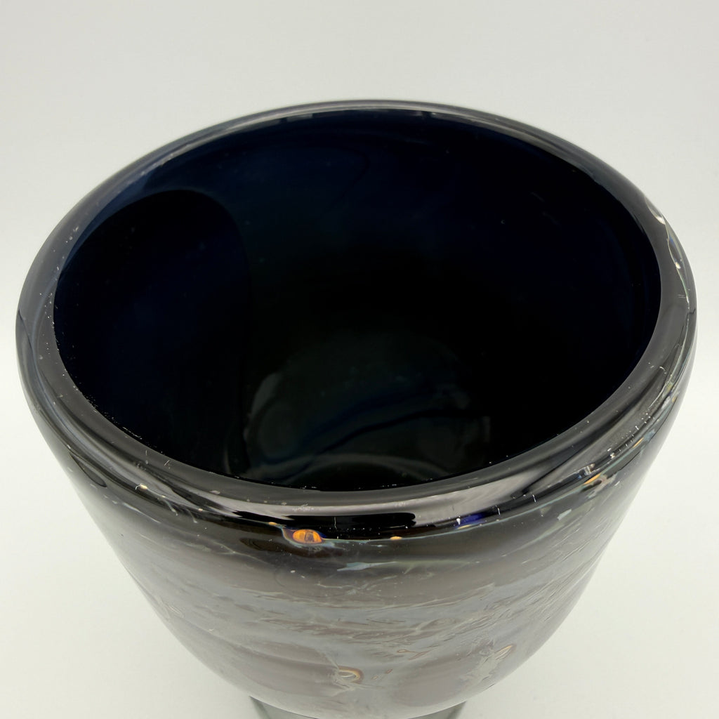 Eisch Frauenau Studioglas Vase Pfauenauge signiert 1970er/80er Glashütte Eisch