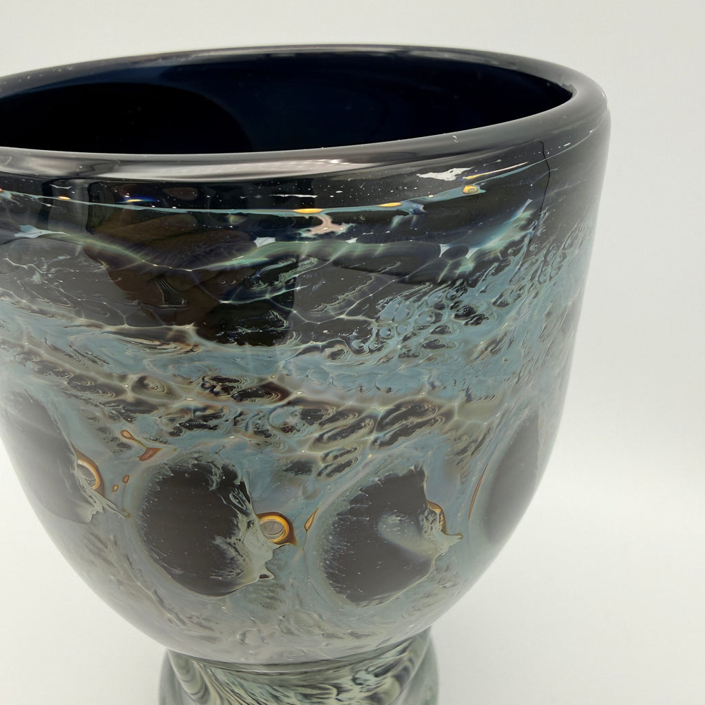 Eisch Frauenau Studioglas Vase Pfauenauge signiert 1970er/80er Glashütte Eisch