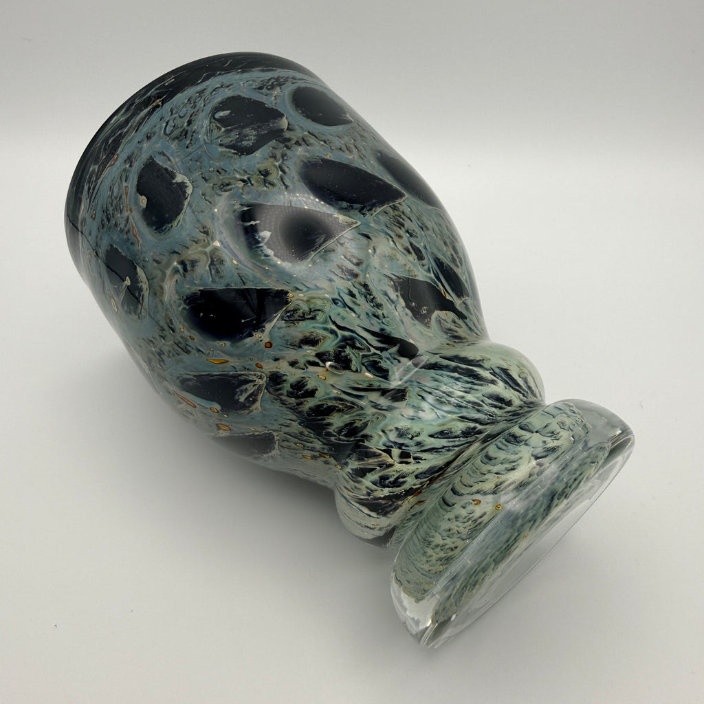 Eisch Frauenau Studioglas Vase Pfauenauge signiert 1970er/80er Glashütte Eisch