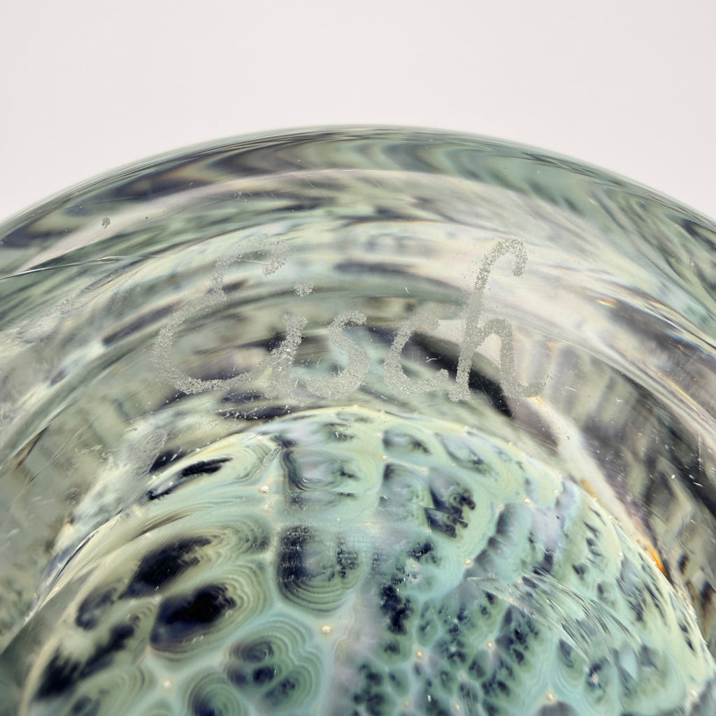 Eisch Frauenau Studioglas Vase Pfauenauge signiert 1970er/80er Glashütte Eisch
