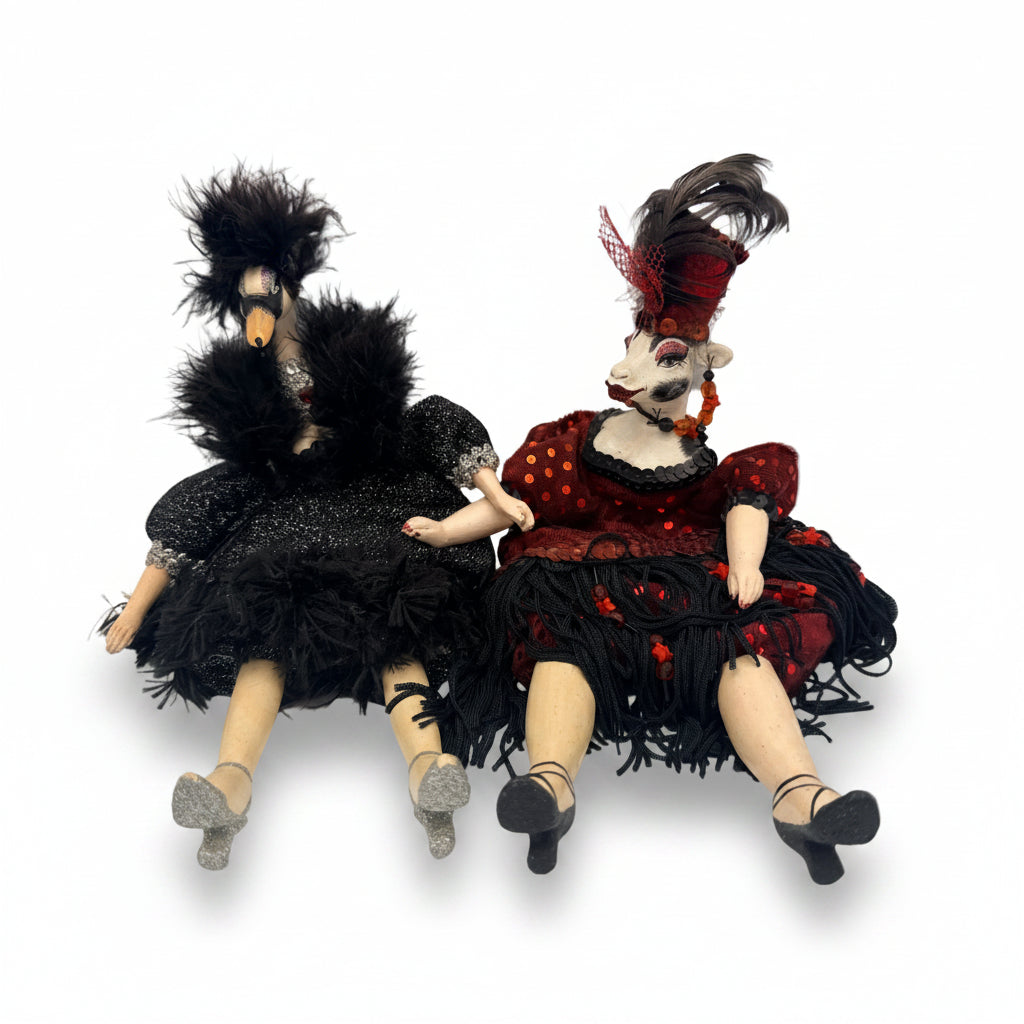 Wayne M. Kleski 2 Art Dolls Showgirls Tierfiguren 1990er/2000er Wayne M. Kleski