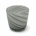 Handmade Studio Glas Windlicht Vase Weiß Grau Swirl ca. 1990er–2000er Showroom Ansbach