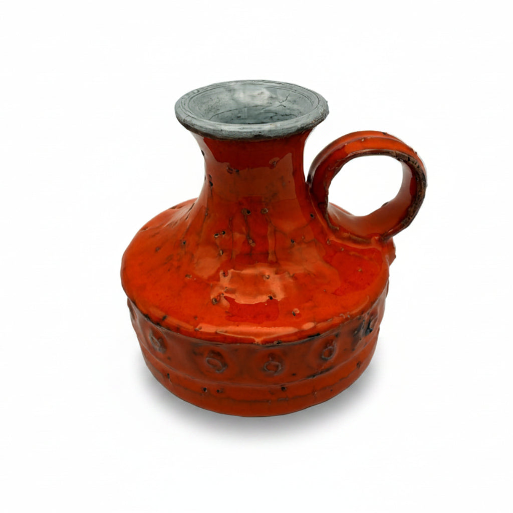 Vintage Keramik Henkelvase Orange Studio Pottery 1960er/70er Jahre Showroom Ansbach