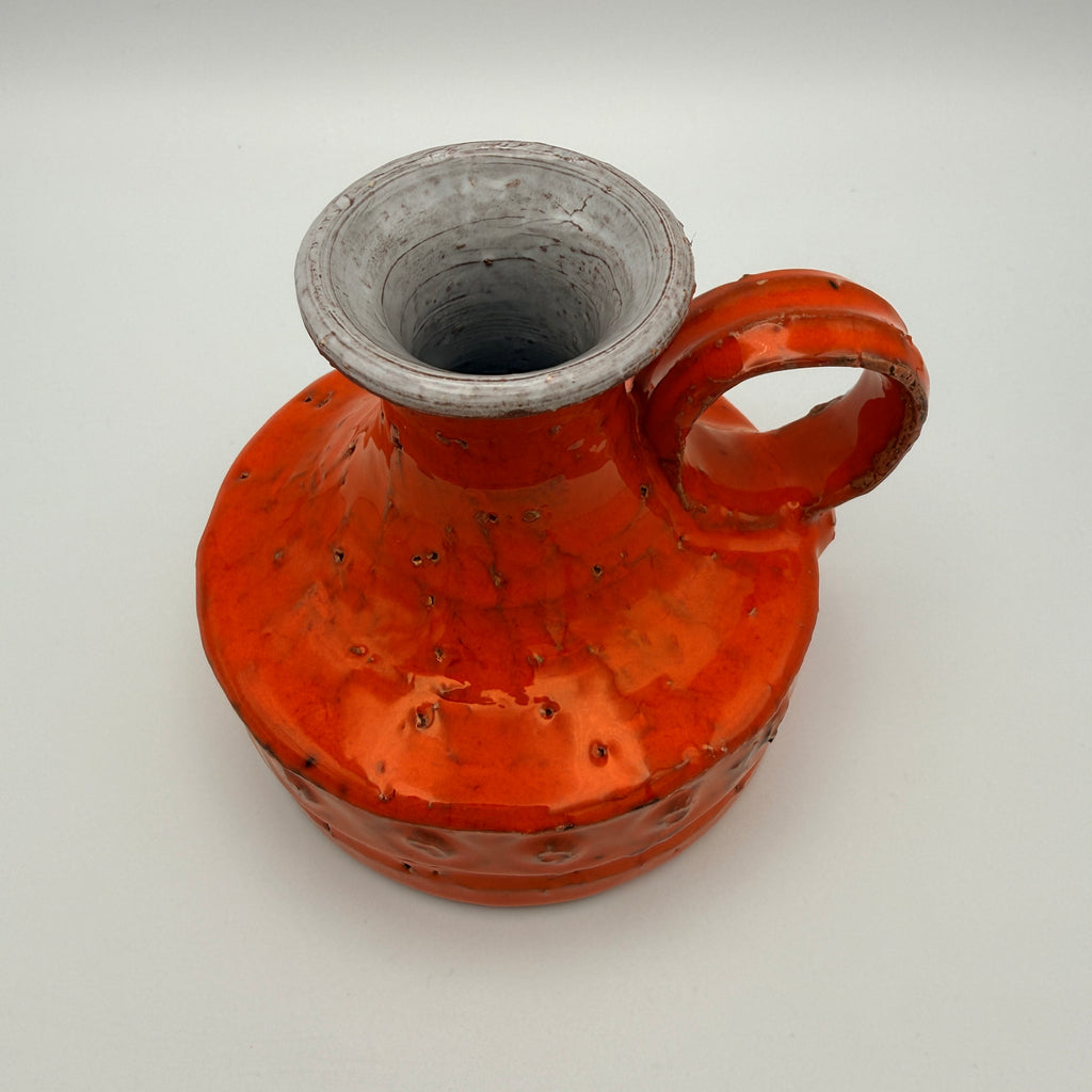 Vintage Keramik Henkelvase Orange Studio Pottery 1960er/70er Jahre Showroom Ansbach