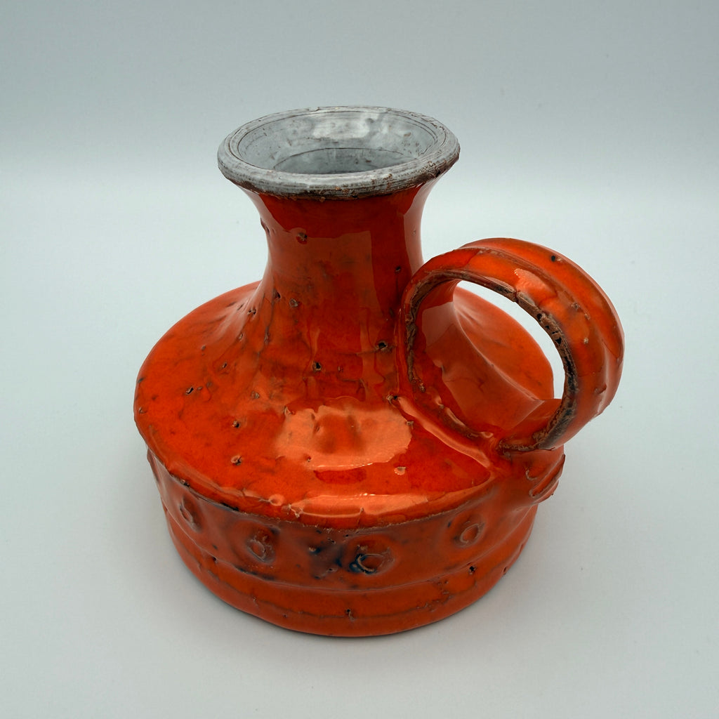 Vintage Keramik Henkelvase Orange Studio Pottery 1960er/70er Jahre Showroom Ansbach