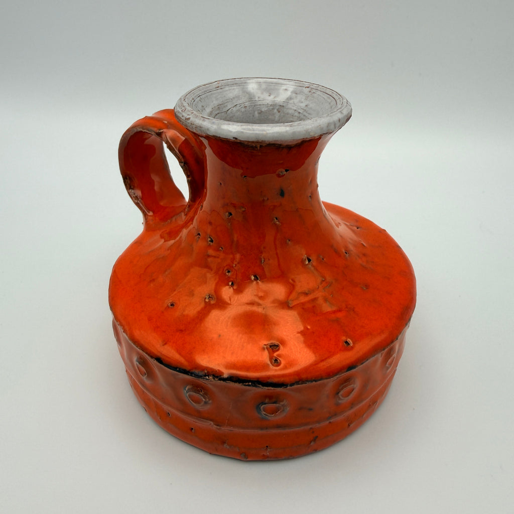 Vintage Keramik Henkelvase Orange Studio Pottery 1960er/70er Jahre Showroom Ansbach