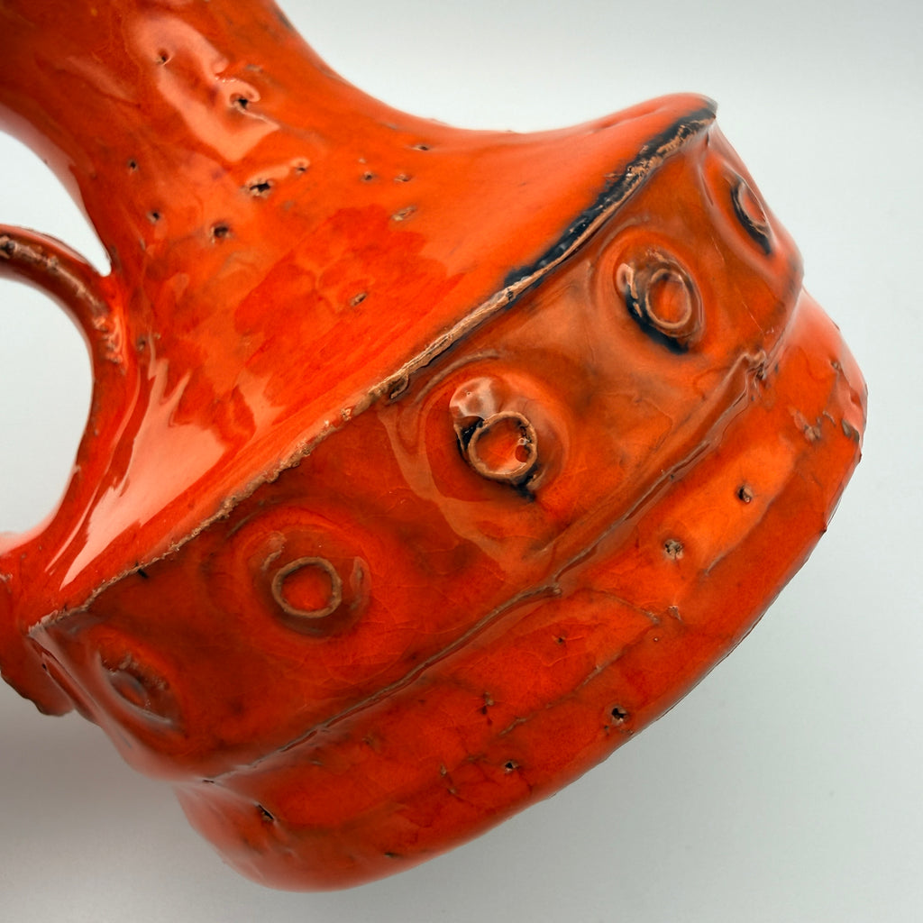 Vintage Keramik Henkelvase Orange Studio Pottery 1960er/70er Jahre Showroom Ansbach