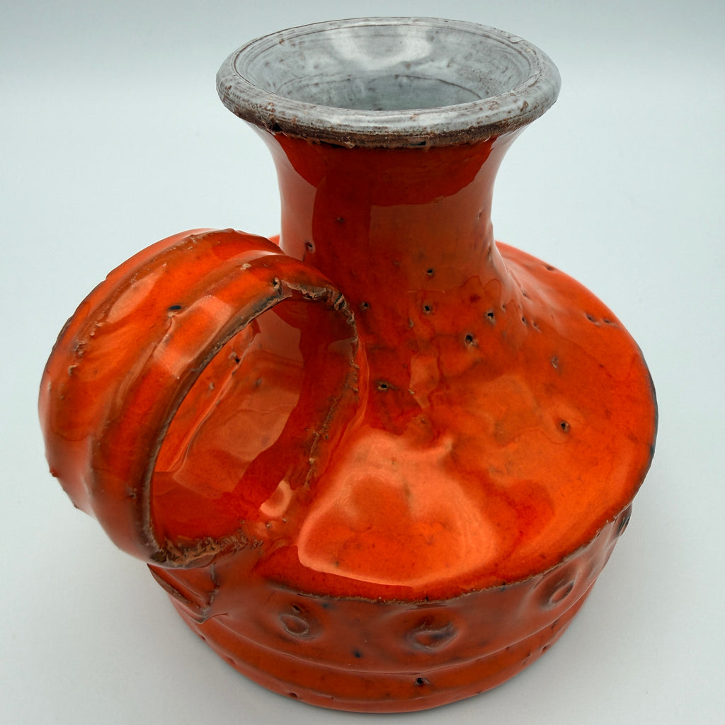 Vintage Keramik Henkelvase Orange Studio Pottery 1960er/70er Jahre Showroom Ansbach