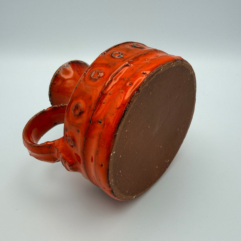 Vintage Keramik Henkelvase Orange Studio Pottery 1960er/70er Jahre Showroom Ansbach