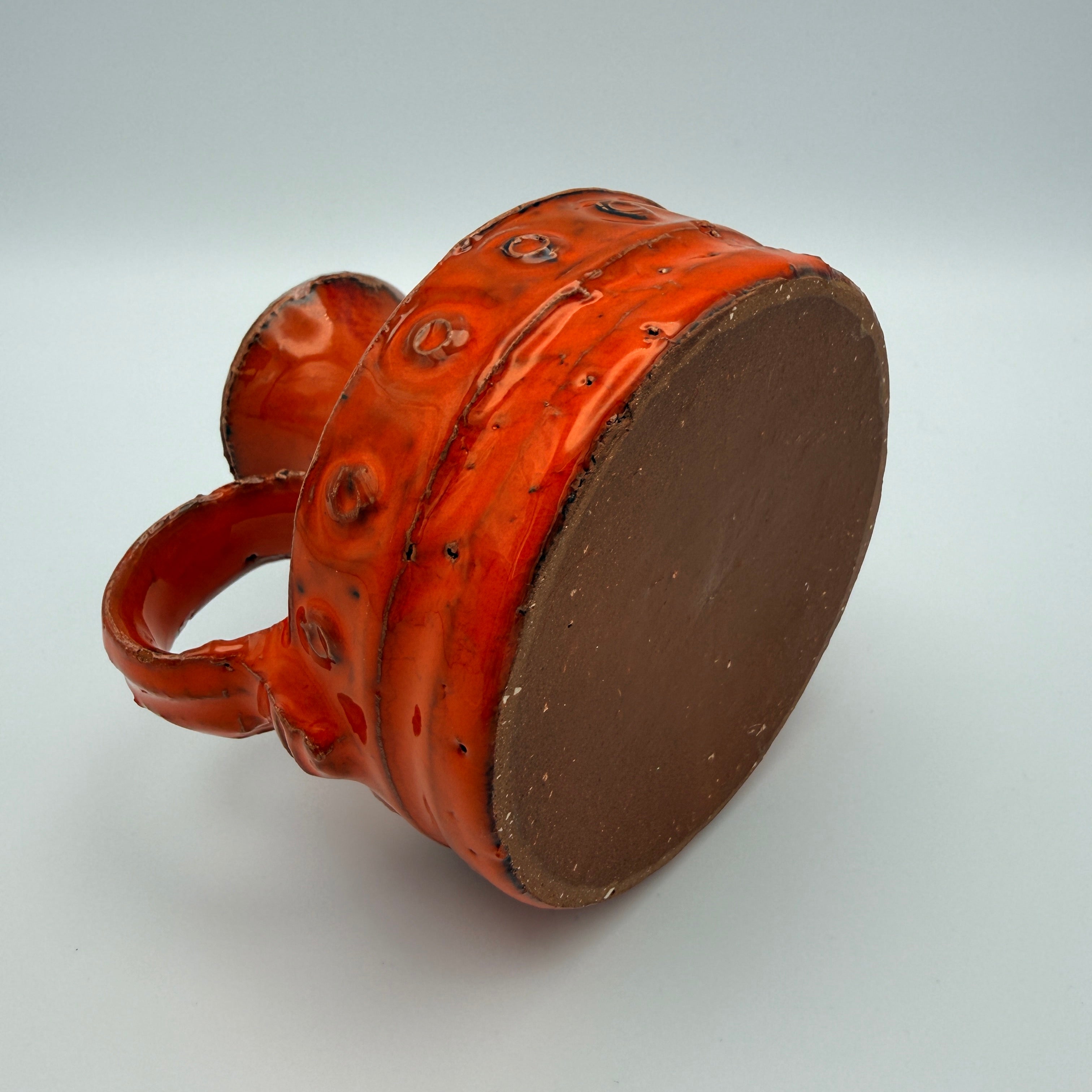 Vintage Keramik Henkelvase Orange Studio Pottery 1960er/70er Jahre Showroom Ansbach