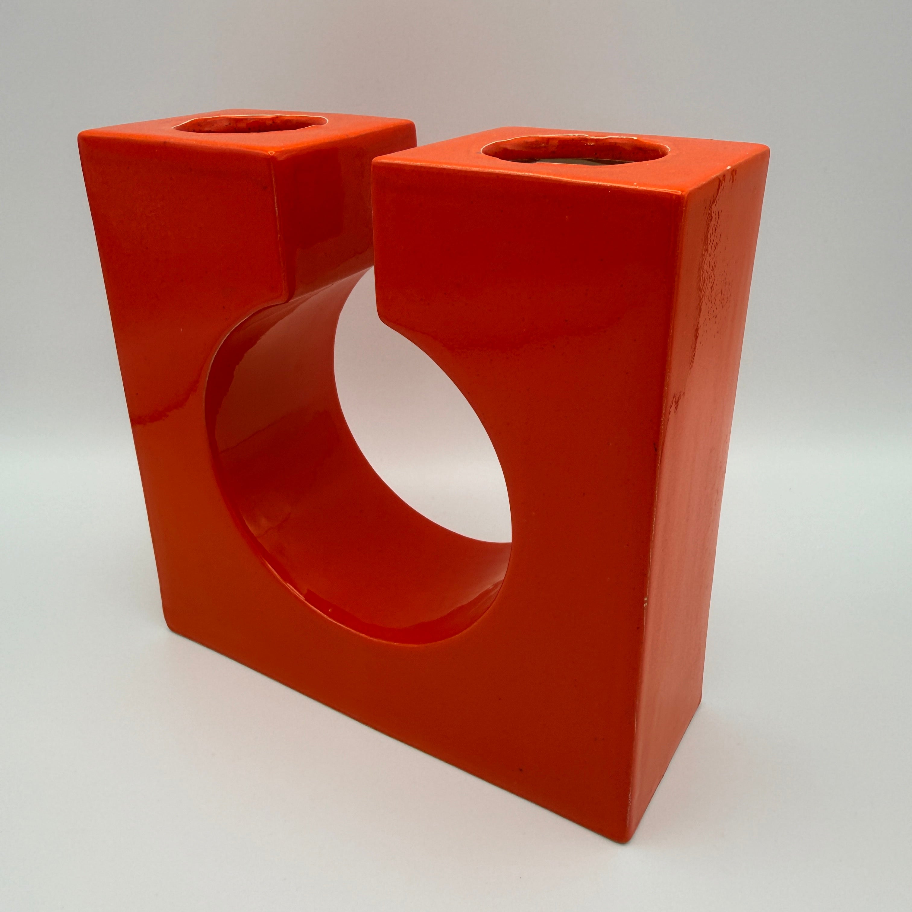 Walter Becht zugeschr. Space Age Lochvase Keramik Orange 1970er Walter Becht