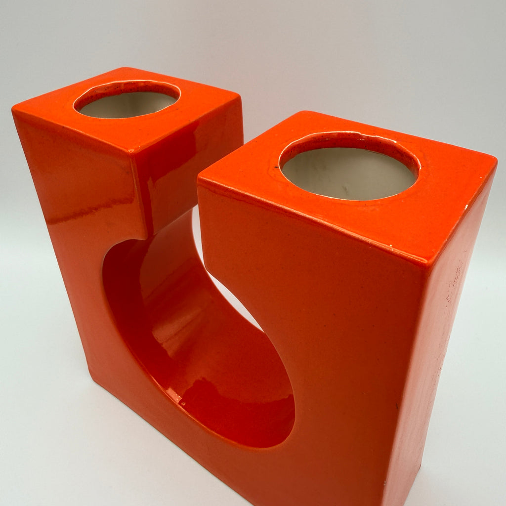 Walter Becht zugeschr. Space Age Lochvase Keramik Orange 1970er Walter Becht