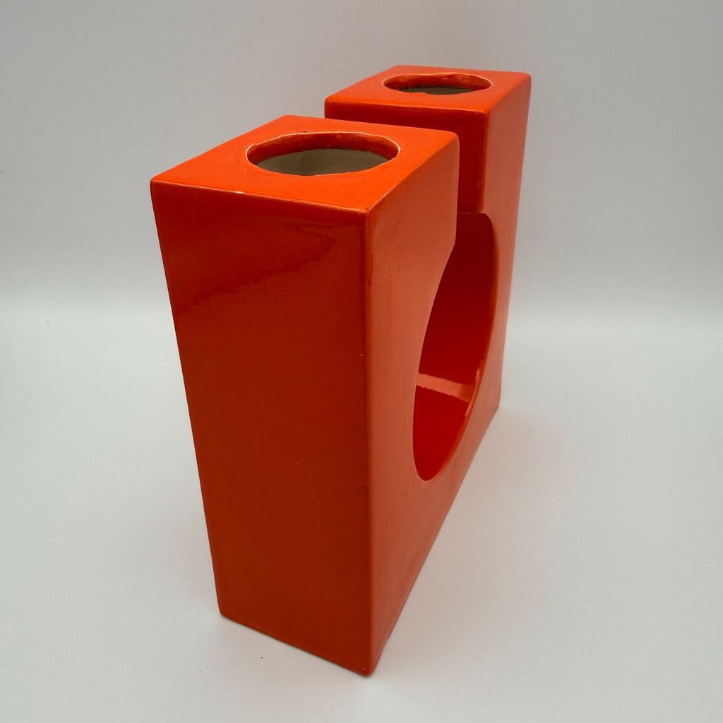 Walter Becht zugeschr. Space Age Lochvase Keramik Orange 1970er Walter Becht