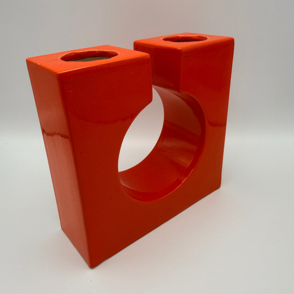 Walter Becht zugeschr. Space Age Lochvase Keramik Orange 1970er Walter Becht