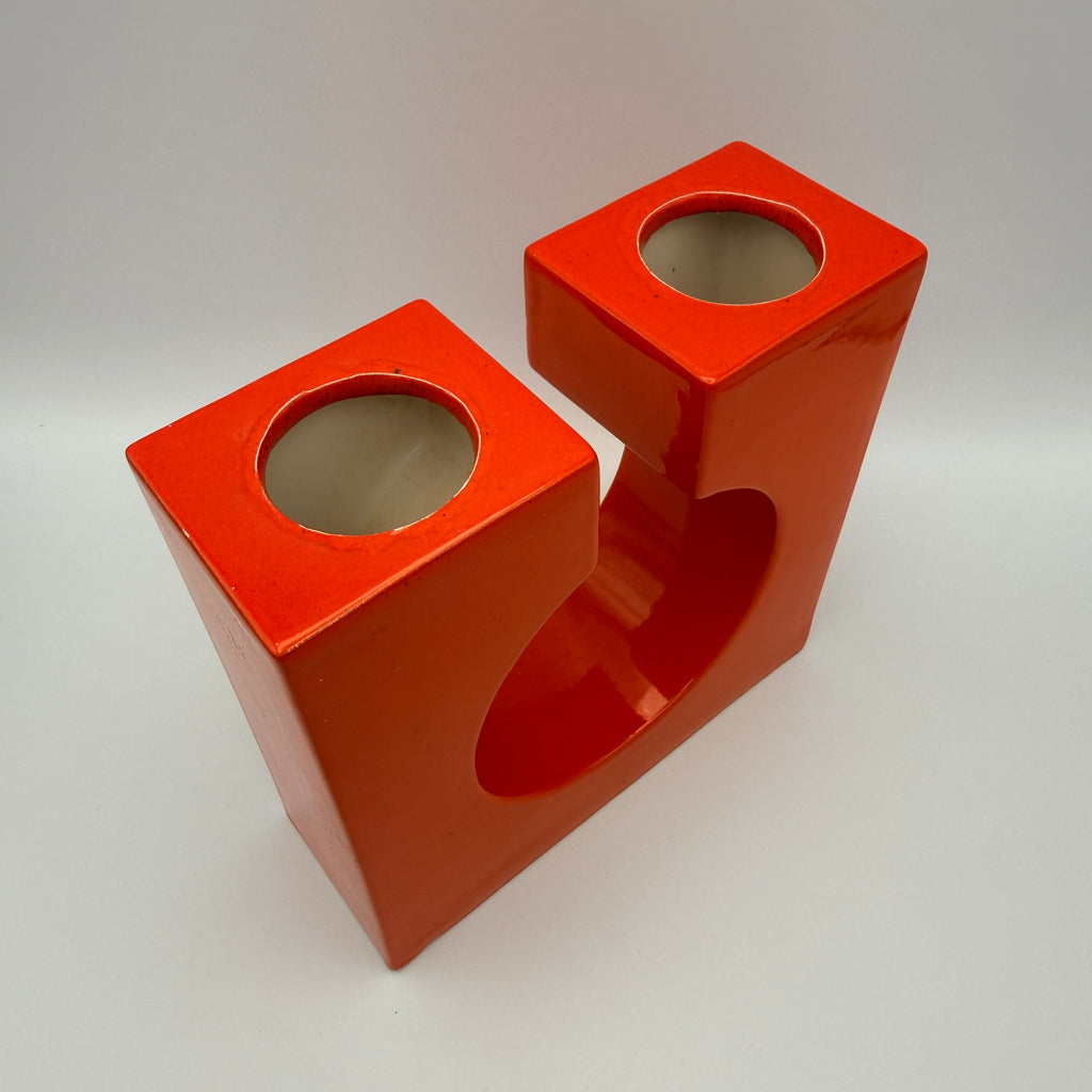 Walter Becht zugeschr. Space Age Lochvase Keramik Orange 1970er Walter Becht