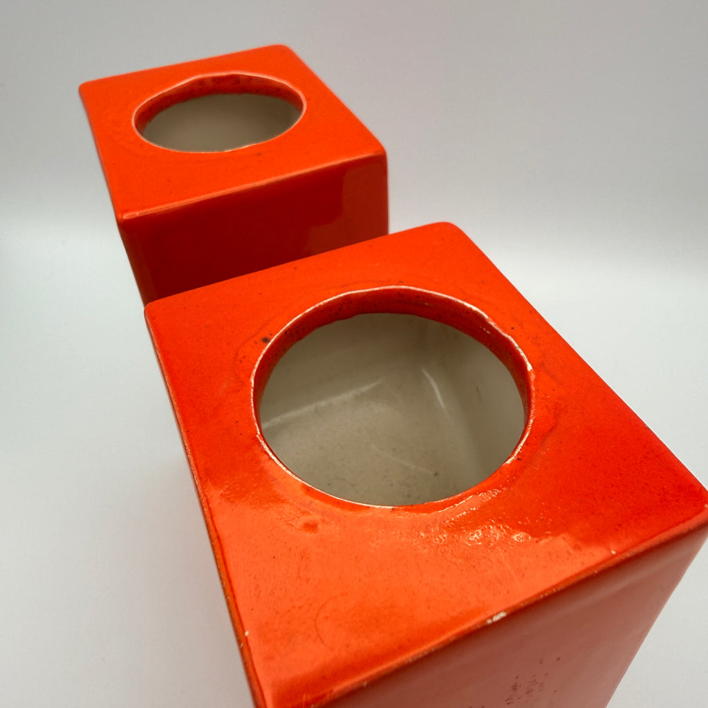 Walter Becht zugeschr. Space Age Lochvase Keramik Orange 1970er Walter Becht