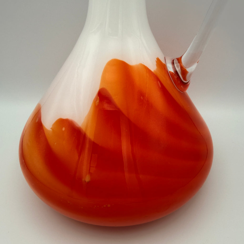 V.B. Opaline Florence Glaskaraffe Orange Weiß Empoli Italien 1970er Vetreria Barbieri