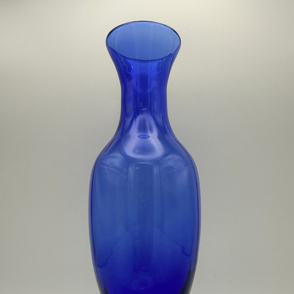 Vintage Glasvase Kobaltblau Empoli-Stil gedrehter Stiel 1960er/70er Showroom Ansbach