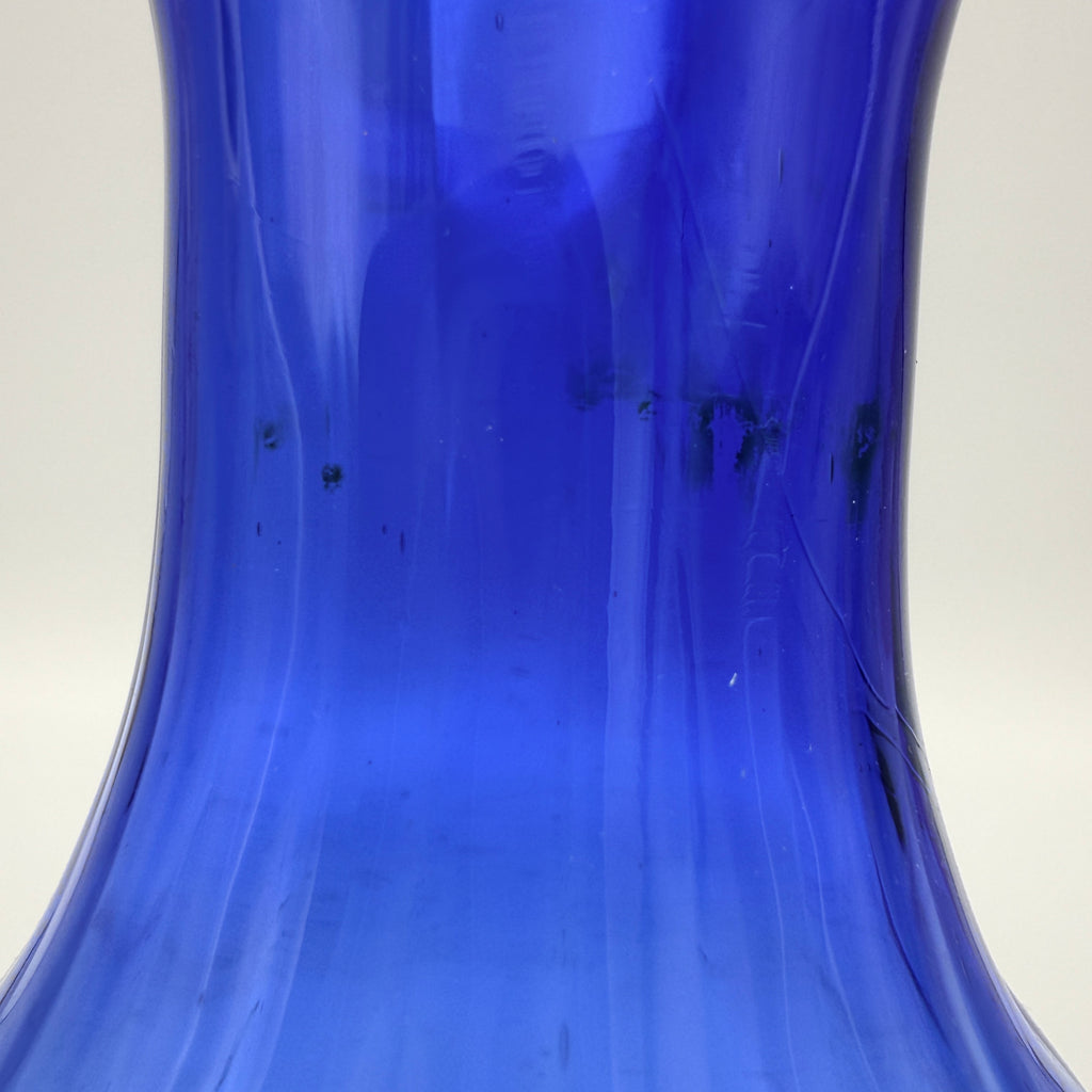 Vintage Glasvase Kobaltblau Empoli-Stil gedrehter Stiel 1960er/70er Showroom Ansbach
