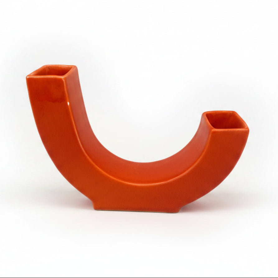 Italienische Space Age Keramikvase Orange Form 5168 1970er Jahre Showroom Ansbach